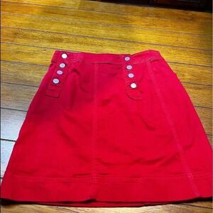 Vibrant Red Loft Denim Skirt #DC#1